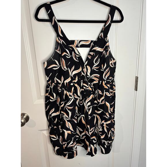 Anthropologie Hei Hei Palma Black Leaf Print Button Front Romper Size Small - Picture 3 of 7